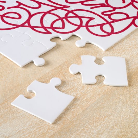 Rosa Liebe-Text-Herz Puzzle (Seite)