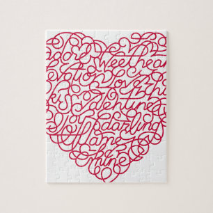 Rosa Liebe-Text-Herz Puzzle