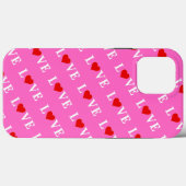 Rosa LIEBE und Herz Moderner Chic Case-Mate iPhone Hülle (Rückseite (Horizontal))