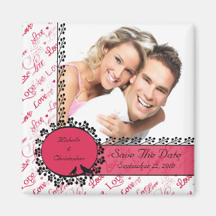 Rosa Liebe-Vogel-Foto-Save the Date Magnet