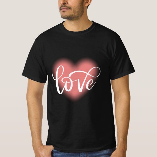 Rosa Liebe Weißes Herz Valentinstag T - Shirt (Vorderseite)