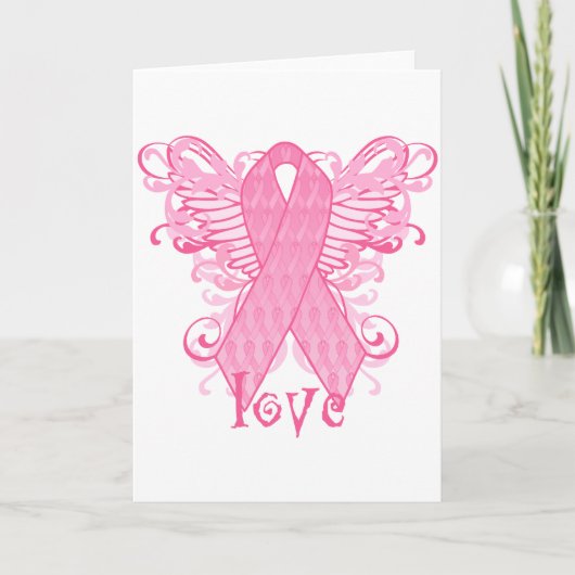Rosa Liebe Wings Karte (Vorderseite)