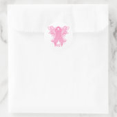 Rosa Liebe Wings Runder Aufkleber (Tasche)