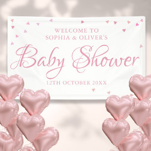 Rosa Liebesherzen Baby Shower Sprinkle Willkommen Banner