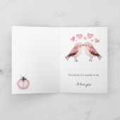 Rosa Liebesvögel Marienkäfer Karte (Innenseite)