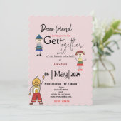 Rosa Liebhaber Zusammenkommen Einladung (Stehend Vorderseite)