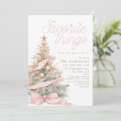 Rosa Lieblingsgeschenke-Tausch Weihnachten Einladung (Stehend Vorderseite)