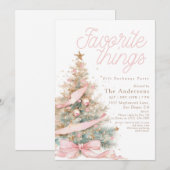 Rosa Lieblingsgeschenke-Tausch Weihnachten Einladung (Vorne/Hinten)