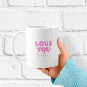 Rosa Liebst-Dich-Personalisierter Becher für Freun Kaffeetasse