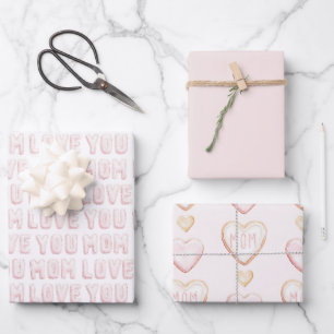 Rosa Liebst Du Mutter Herzen Muttertag Geschenkpapier Set