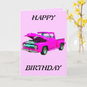 rosa Lieferwagen Karte (Gelbe Blume)