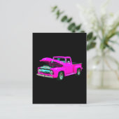 rosa Lieferwagen Postkarte (Stehend Vorderseite)