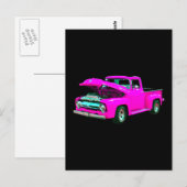 rosa Lieferwagen Postkarte (Vorne/Hinten)