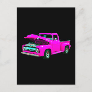 rosa Lieferwagen Postkarte