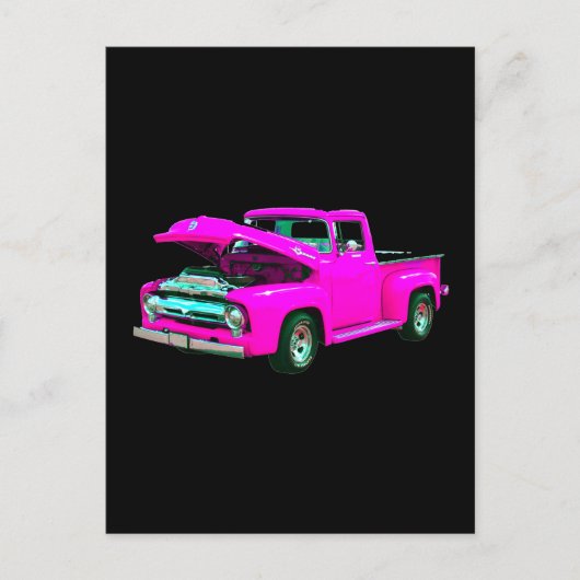 rosa Lieferwagen Postkarte (Vorderseite)