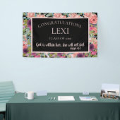 Rosa Lila Abschluss mit Blumen Christliche Bibel Banner (Messeveranstaltung)