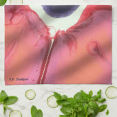 Rosa Lila Abstrakte Acrylsäure-Blume Geschirrtuch (Gefaltet)