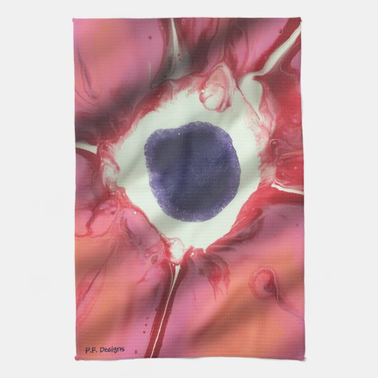 Rosa Lila Abstrakte Acrylsäure-Blume Geschirrtuch (Vertikal)