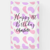 Rosa lila abstrakte Formen glücklich 1. Banner (Vertikal)