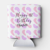 Rosa lila abstrakte Formen glücklich 1. Dosenkühler (Rückseite)