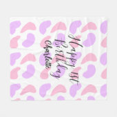 Rosa lila abstrakte Formen glücklich 1. Fleecedecke (Vorderseite (Horizontal))