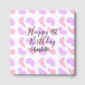 Rosa lila abstrakte Formen glücklich 1. Gästebuch (Rückseite)