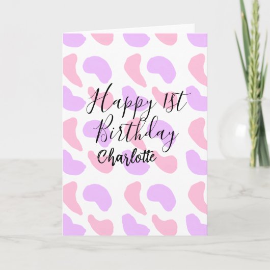 Rosa lila abstrakte Formen glücklich 1. Karte (Vorderseite)