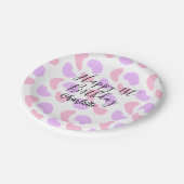 Rosa lila abstrakte Formen glücklich 1. Pappteller (Schrägansicht)