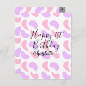 Rosa lila abstrakte Formen glücklich 1. Postkarte (Vorne/Hinten)