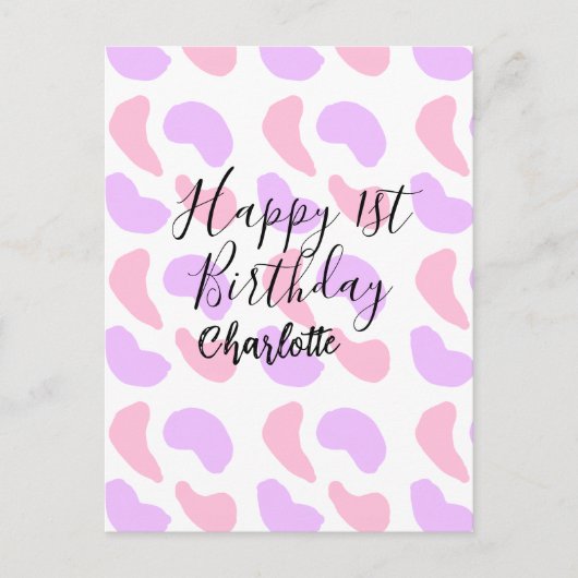 Rosa lila abstrakte Formen glücklich 1. Postkarte (Vorderseite)