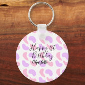 Rosa lila abstrakte Formen glücklich 1. Schlüsselanhänger (Rückseite)