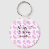 Rosa lila abstrakte Formen glücklich 1. Schlüsselanhänger (Rückseite)