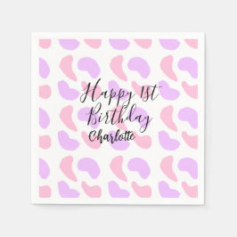 Rosa lila abstrakte Formen glücklich 1. Serviette