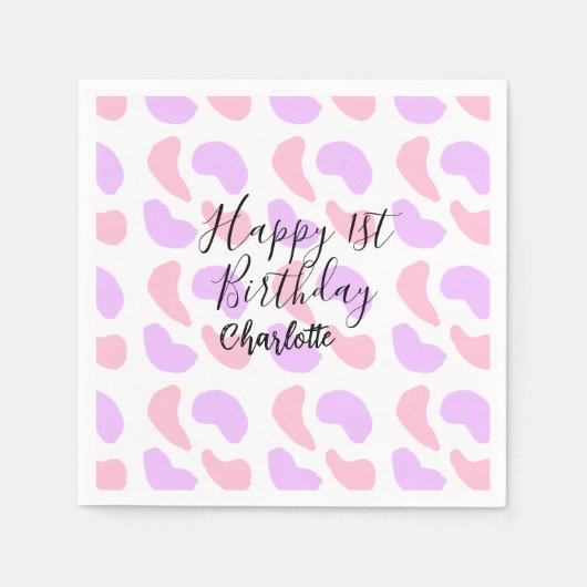 Rosa lila abstrakte Formen glücklich 1. Serviette (Vorderseite)