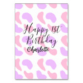 Rosa lila abstrakte Formen glücklich 1. Tischnummer (Rückseite)