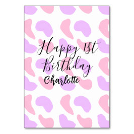 Rosa lila abstrakte Formen glücklich 1. Tischnummer