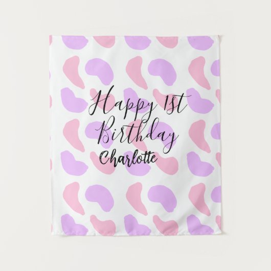 Rosa lila abstrakte Formen glücklich 1. Wandteppich (Vorderseite)