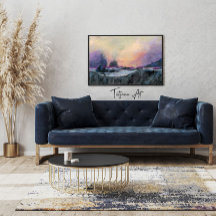 Rosa Lila Abstrakte Landschaft Sonnenuntergang