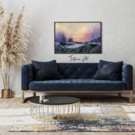 Rosa Lila Abstrakte Landschaft Sonnenuntergang Leinwanddruck