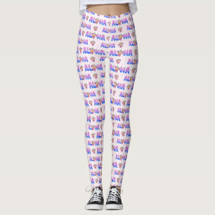 Rosa Lila Aloha Hawaiian Tropical Turtle Leggings