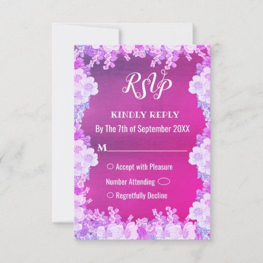 Rosa Lila Anemone Floral Wedding RSVP Card Einladung (Vorderseite)