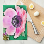 Rosa Lila Anemone Geschirrtuch (Viertel Falte)