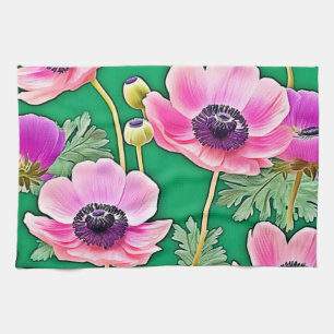 Rosa Lila Anemone Geschirrtuch