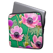 Rosa Lila Anemone Laptopschutzhülle (Vorderseite Links)