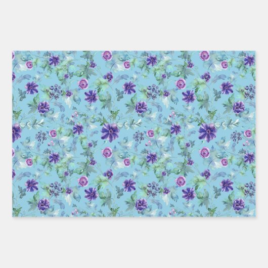 Rosa Lila Anemonen Frühling Brautparty Geschenkpapier Set (Vorderseite 3)