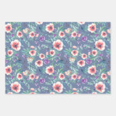 Rosa Lila Anemonen Frühling Brautparty Geschenkpapier Set (Vorderseite 3)