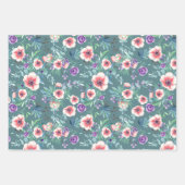 Rosa Lila Anemonen Frühling Brautparty Geschenkpapier Set (Vorderseite 2)