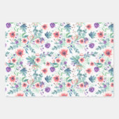 Rosa Lila Anemonen Frühling Brautparty Geschenkpapier Set (Vorderseite 2)