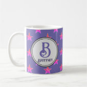 Rosa Lila Anfangsbezeichnung Star Monogramm Kaffeetasse (Links)