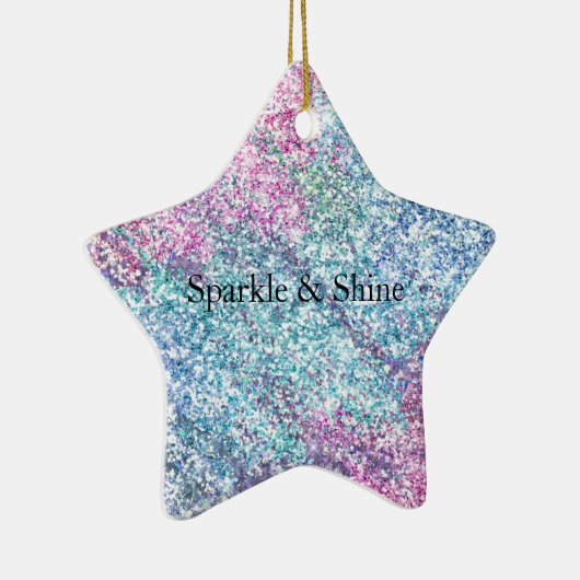 Rosa Lila Aqua Unicorn Glitzer Sparkone Keramik Ornament (Rechts)